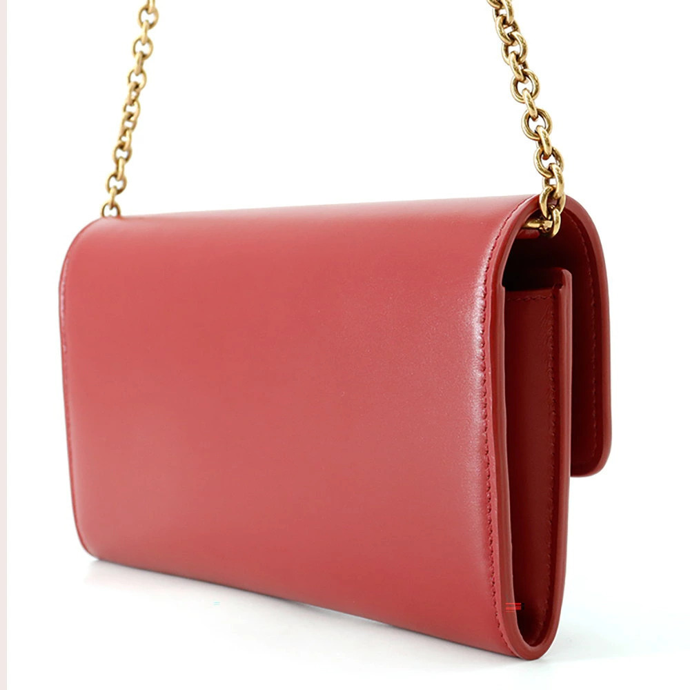 Saint Laurent Calfskin Wallet Maillon Le Chain Shoulder Paris Black